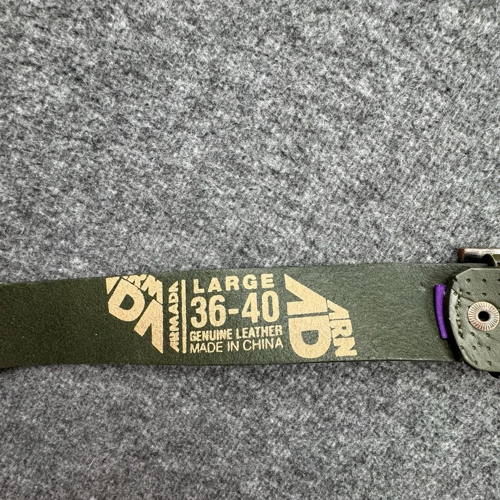 Armada Snowboards Belt Belt Buckle Green Leather Sz Large 36-40